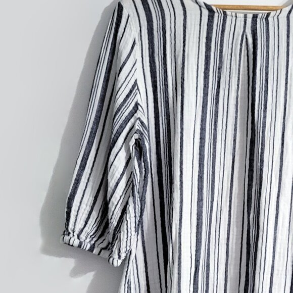 Bryn Walker Womens Boat Neck Shift Dress Size L Cotton Gauze Stripe 3/4 Sleeve - Picture 4 of 12